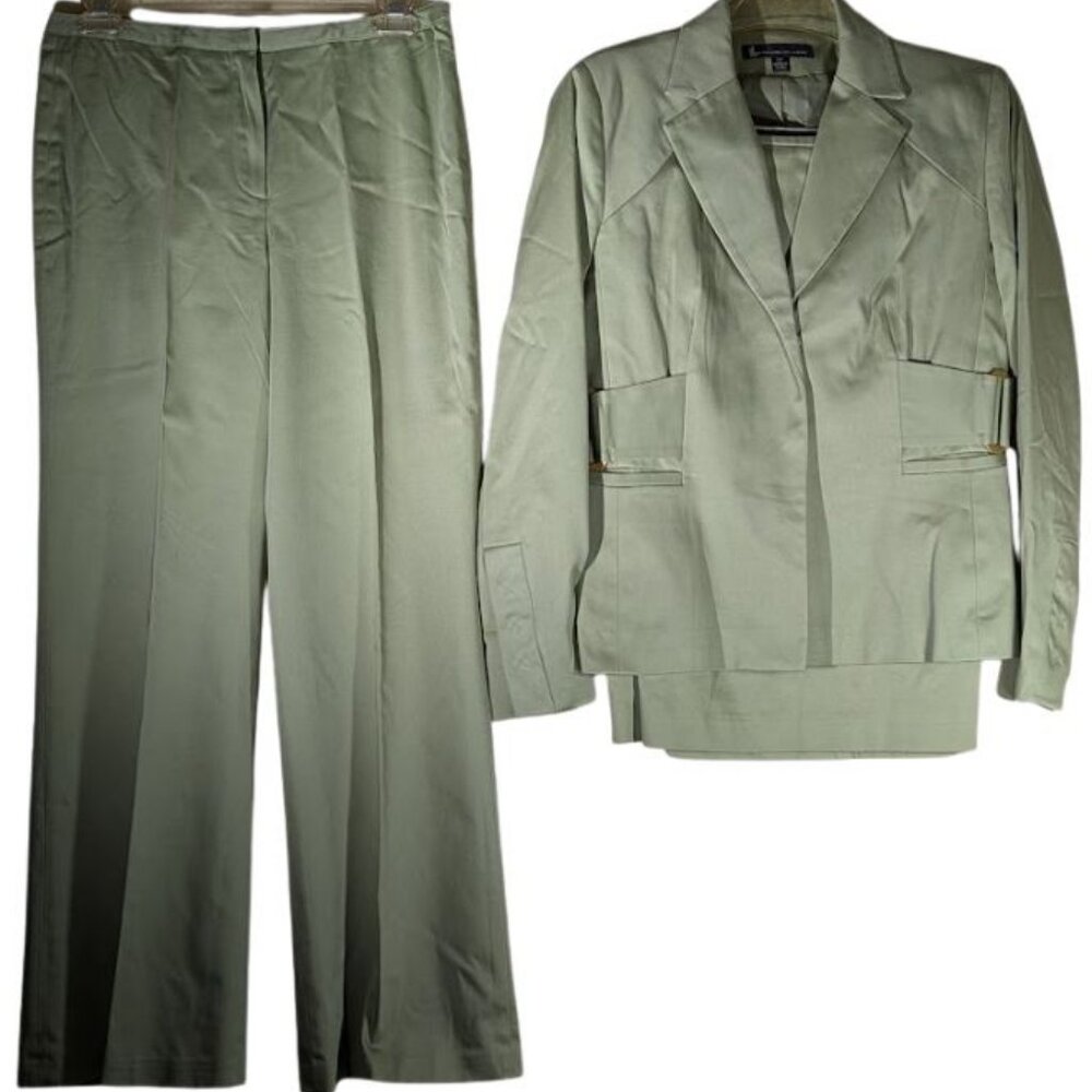 Vintage Y2K Larry Levine Petite Women's Mint Green 3 PC Skirt Pants Suit Size 6p
